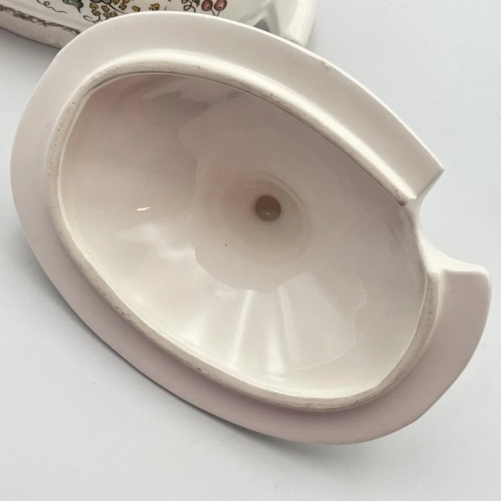 Vintage 1980s Japan Fruit Basket Covered Soup Tureen with Ladle Harvest Ceramic‎